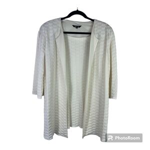 Misook Open Front Cardigan Cream Textured Knit Sz XL